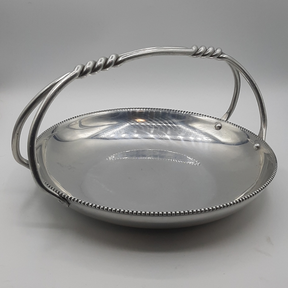 Vintage BW Buenilum Aluminum Tray Bowl with Twisted Design Handle Marked